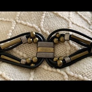 Black Leather Front Detail Belt